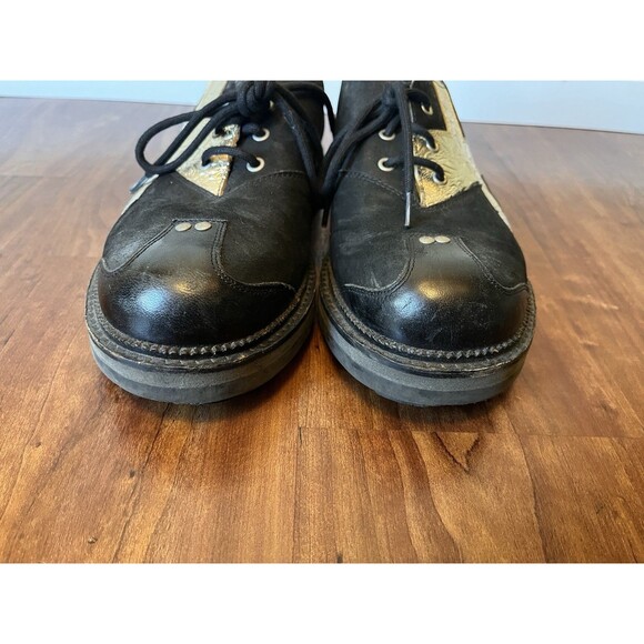 JOHN FLUEVOG ANGELS: HENK SHOES Men\'s 9.5 Leather Black & Gold main image 12